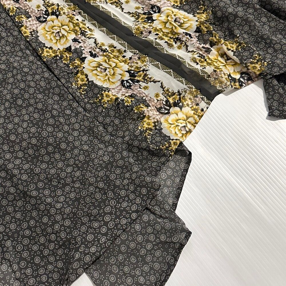 Free People Floral Panel Maxi Skirt in Black and Yellow - Picture 9 of 12